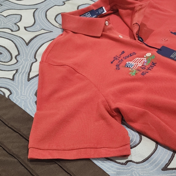 SOLD!!! $125 Polo Ralph Lauren Shirt  Red Classic Fit New York Flag 1967 Medium - Picture 6 of 8